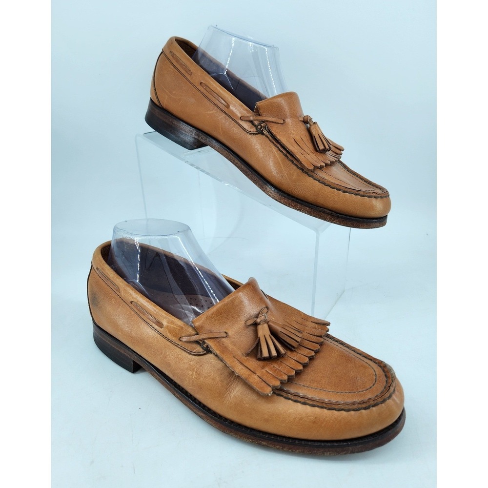 SAS Kiltie Tassel Loafers Mens 9 N Tan Leather Moc Toe Dress Shoes 469526